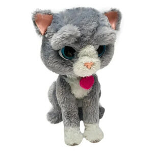 Hasbro FurReal Friends Cat Bootsie Gray Interactive  Plush 12 in Works